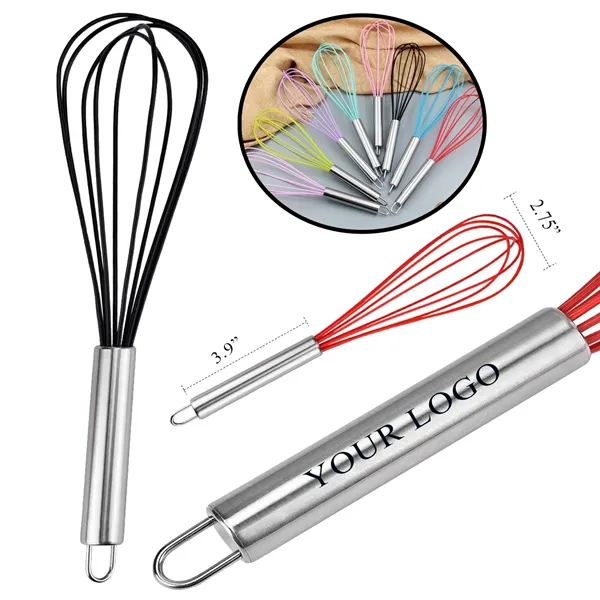 12" Silicone Eggbeater With Stainless Steel Handle - 12" Silicone Eggbeater With Stainless Steel Handle - Image 0 of 5