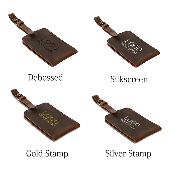 Brown Genuine Leather Luggage Tag - Brown Genuine Leather Luggage Tag - Image 2 of 5