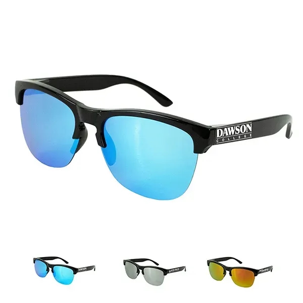 Recycled Half Frame Reflective Sunglasses - Recycled Half Frame Reflective Sunglasses - Image 0 of 12