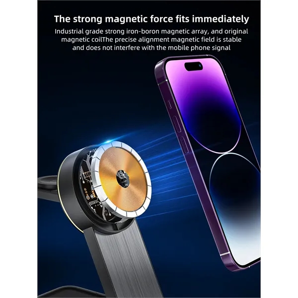 Foldable Magnetic 3-in-1 Wireless Fast Charging Stand - Foldable Magnetic 3-in-1 Wireless Fast Charging Stand - Image 7 of 10