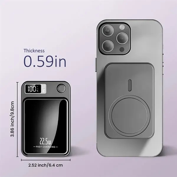 5000mAh Magnetic Wireless Power Bank Fast Charging LED - 5000mAh Magnetic Wireless Power Bank Fast Charging LED - Image 1 of 6