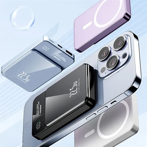 5000mAh Magnetic Wireless Power Bank Fast Charging LED - 5000mAh Magnetic Wireless Power Bank Fast Charging LED - Image 4 of 6