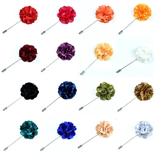 16 Pieces of Flower Men's Handmade Satin Brooch - 16 Pieces of Flower Men's Handmade Satin Brooch - Image 0 of 7