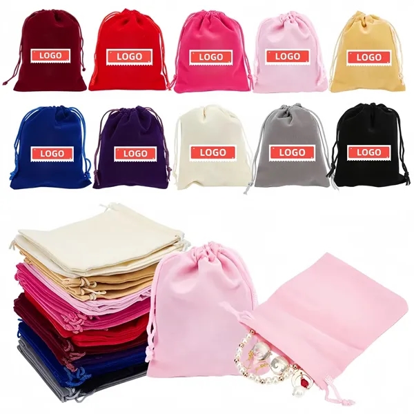 Full Color Soft Velvet Drawstring Pouch for Jewelry - Full Color Soft Velvet Drawstring Pouch for Jewelry - Image 0 of 3