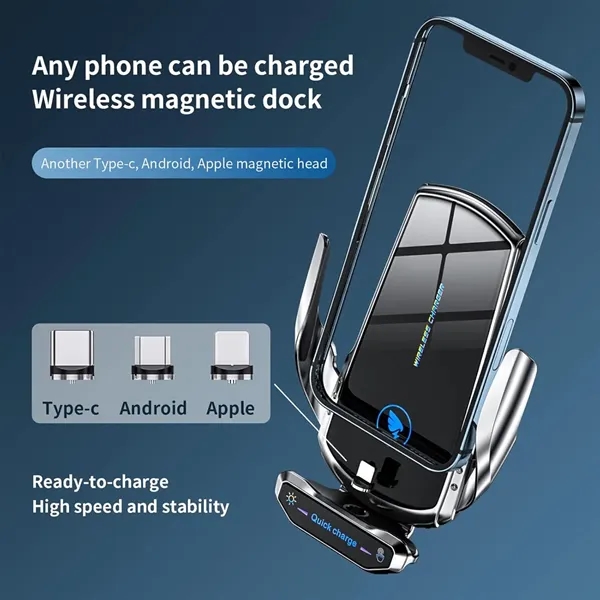 15W Wireless Fast Charging Car Charger Phone Holder Mount - 15W Wireless Fast Charging Car Charger Phone Holder Mount - Image 2 of 3