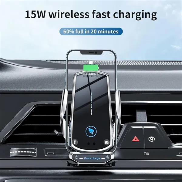 15W Wireless Fast Charging Car Charger Phone Holder Mount - 15W Wireless Fast Charging Car Charger Phone Holder Mount - Image 3 of 3