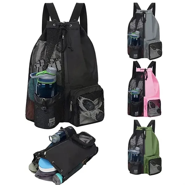 Swim Bag Mesh Drawstring Backpack - Swim Bag Mesh Drawstring Backpack - Image 0 of 4