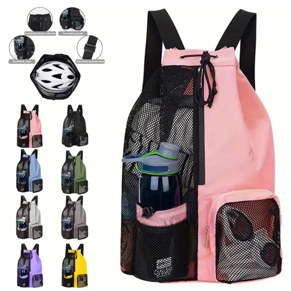 Swim Bag Mesh Drawstring Backpack - Swim Bag Mesh Drawstring Backpack - Image 1 of 4