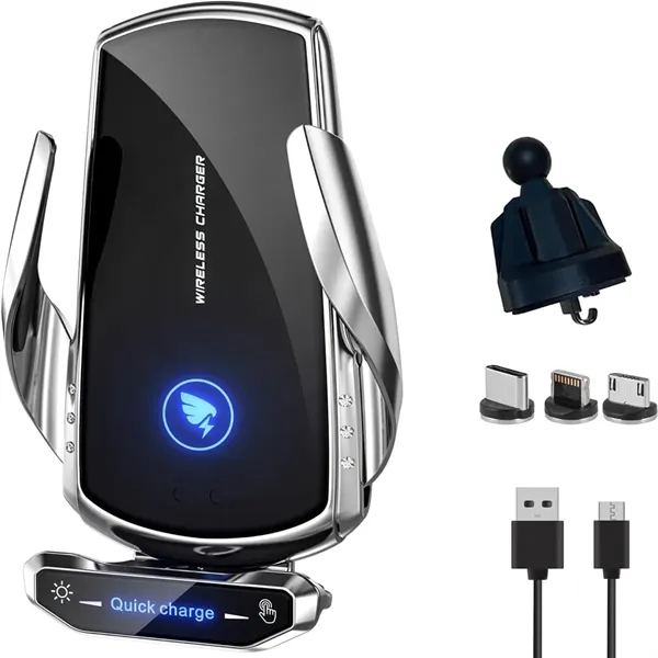 15W Wireless Charging Car Charger Phone Holder Mount - 15W Wireless Charging Car Charger Phone Holder Mount - Image 0 of 4