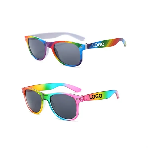 Unisex Rainbow Sunglasses w/Plastic Frame UV400 Protection - Unisex Rainbow Sunglasses w/Plastic Frame UV400 Protection - Image 0 of 3