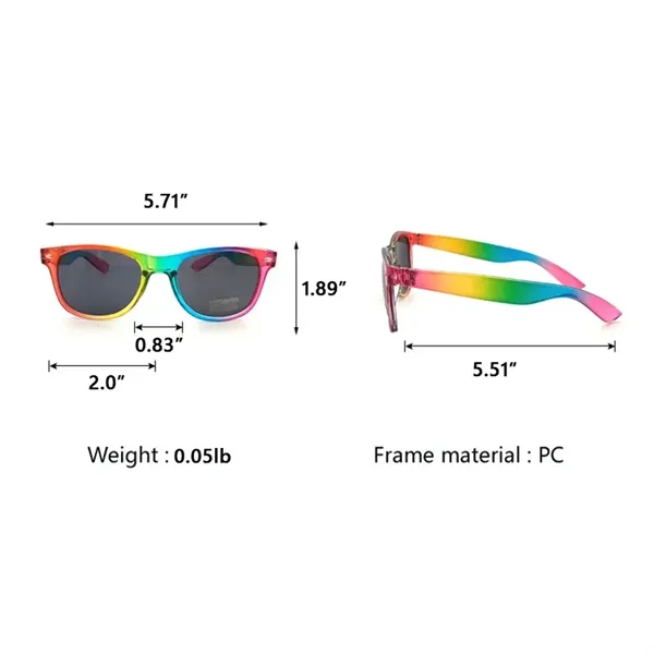 Unisex Rainbow Sunglasses w/Plastic Frame UV400 Protection - Unisex Rainbow Sunglasses w/Plastic Frame UV400 Protection - Image 1 of 3