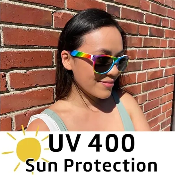Unisex Rainbow Sunglasses w/Plastic Frame UV400 Protection - Unisex Rainbow Sunglasses w/Plastic Frame UV400 Protection - Image 2 of 3
