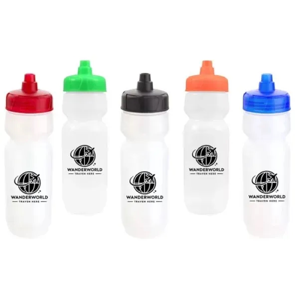 24 oz. Quencher White Bottle with Color Lids - MADE IN USA - 24 oz. Quencher White Bottle with Color Lids - MADE IN USA - Image 0 of 5