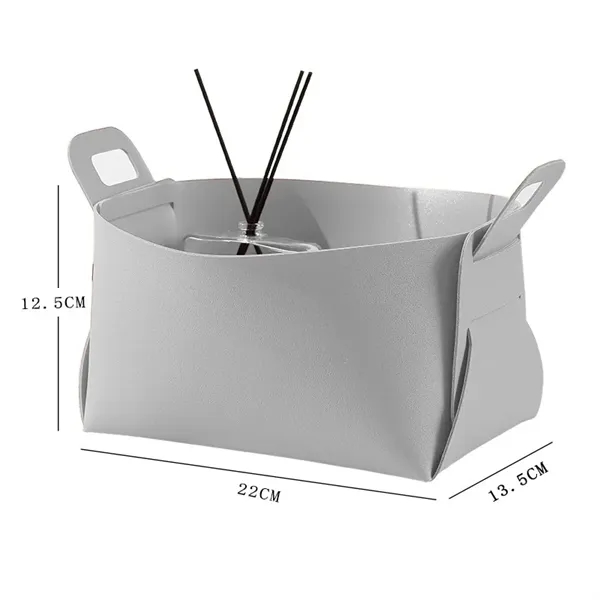 Leather Foldable Storage Basket - Leather Foldable Storage Basket - Image 4 of 6