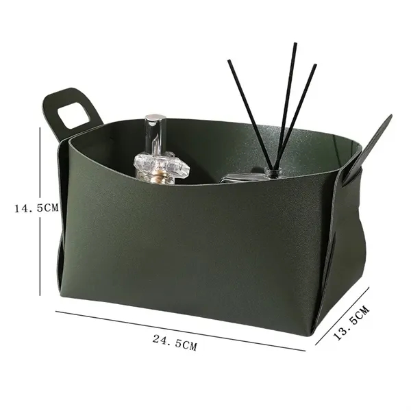 Leather Foldable Storage Basket - Leather Foldable Storage Basket - Image 3 of 6