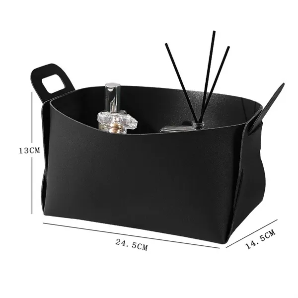 Leather Foldable Storage Basket - Leather Foldable Storage Basket - Image 2 of 6