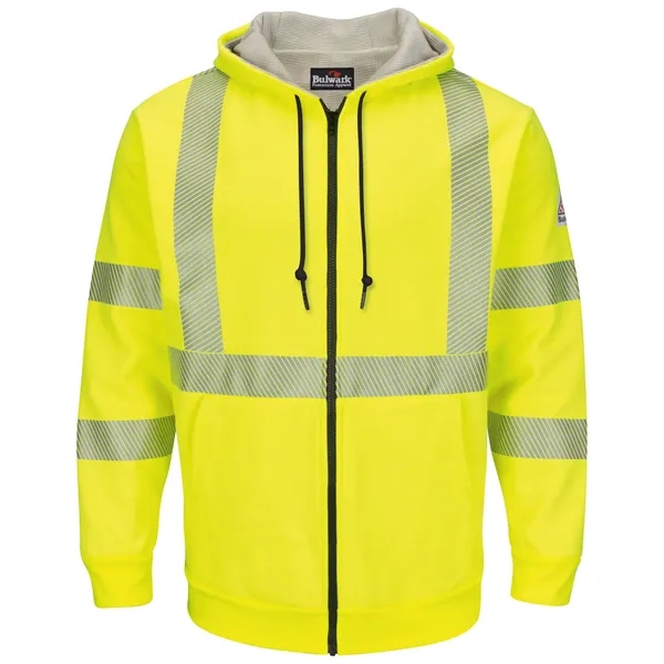 Bulwark® Men's Fleece FR Hi-Vis Zip-Front Hooded Sweatshirt