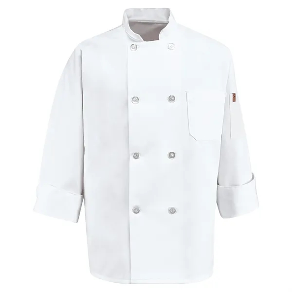 Red Kap® Eight Pearl Button Chef Coat w/ Thermometer Pocket