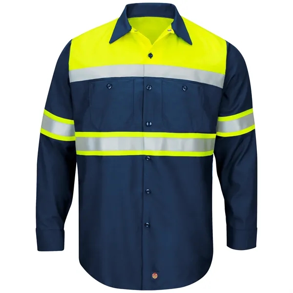 Custom Red Kap® Hi-Vis Longsleeve Color Block Ripstop Shirt