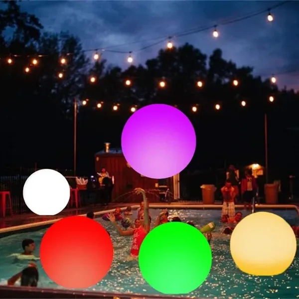8" PVC Inflatable Floating LED Beach Ball w/16 Colors - 8" PVC Inflatable Floating LED Beach Ball w/16 Colors - Image 2 of 3