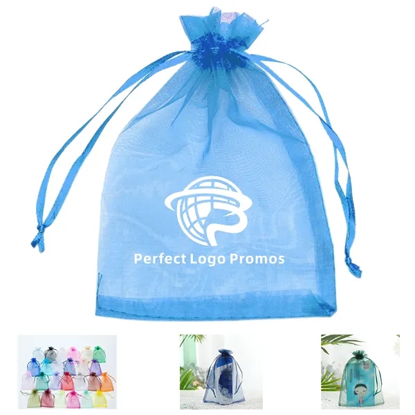 6.29 X 8.66 Inch Organza Candy Drawstring Bag - 6.29 X 8.66 Inch Organza Candy Drawstring Bag - Image 0 of 9