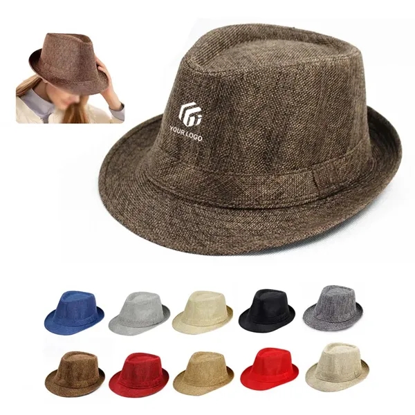 Solid color sunshade performance evening linen jazz hat - Solid color sunshade performance evening linen jazz hat - Image 0 of 4