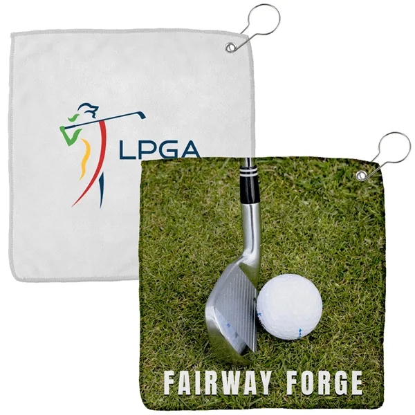 12" x 12" Sublimated Micro Fiber Golf Towel - 12" x 12" Sublimated Micro Fiber Golf Towel - Image 0 of 3