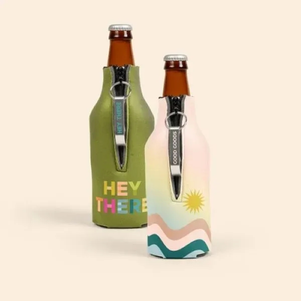 Zippered Bottle Coolie 4CP™ With Imprinted Opener - Zippered Bottle Coolie 4CP™ With Imprinted Opener - Image 0 of 2