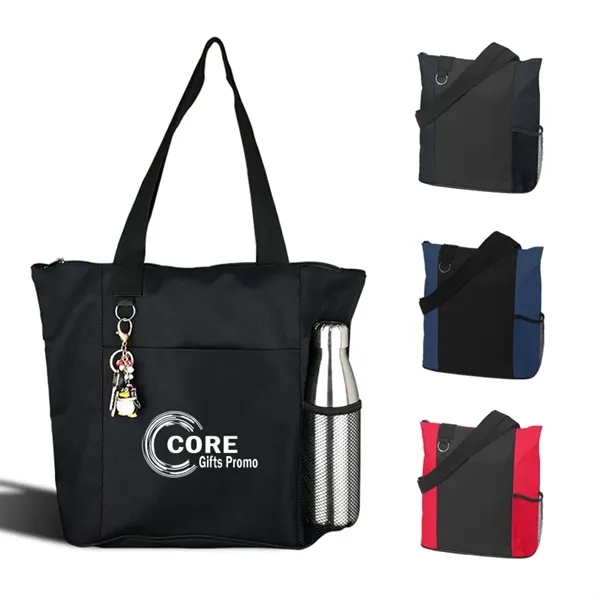 Nylon Shopping Tote with Zip Closure - Nylon Shopping Tote with Zip Closure - Image 0 of 4