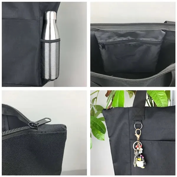 Nylon Shopping Tote with Zip Closure - Nylon Shopping Tote with Zip Closure - Image 1 of 4