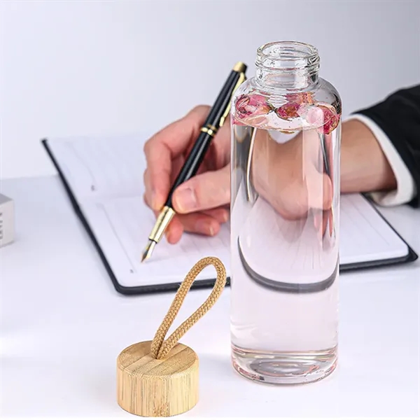 16OZ. Glass Water Bottle With Bamboo Lid And Beverage Cup - 16OZ. Glass Water Bottle With Bamboo Lid And Beverage Cup - Image 5 of 5