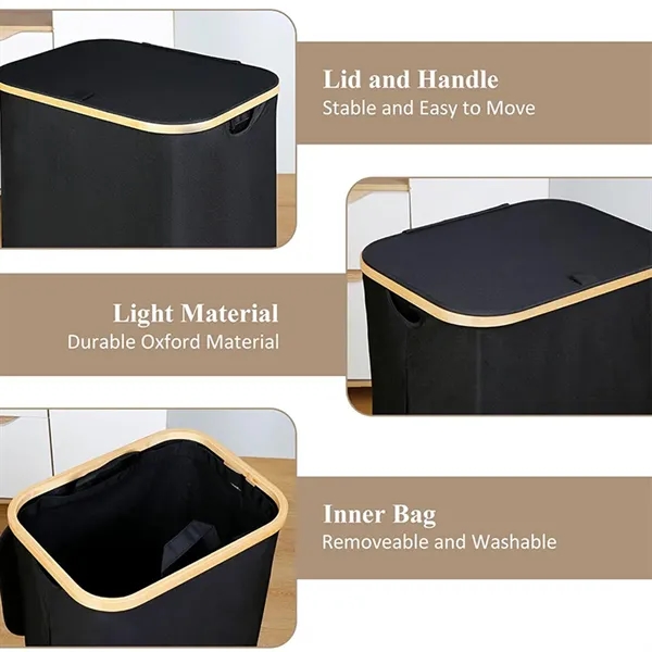 Bamboo Dirty Clothes Basket With Large Capacity Foldable - Bamboo Dirty Clothes Basket With Large Capacity Foldable - Image 2 of 5