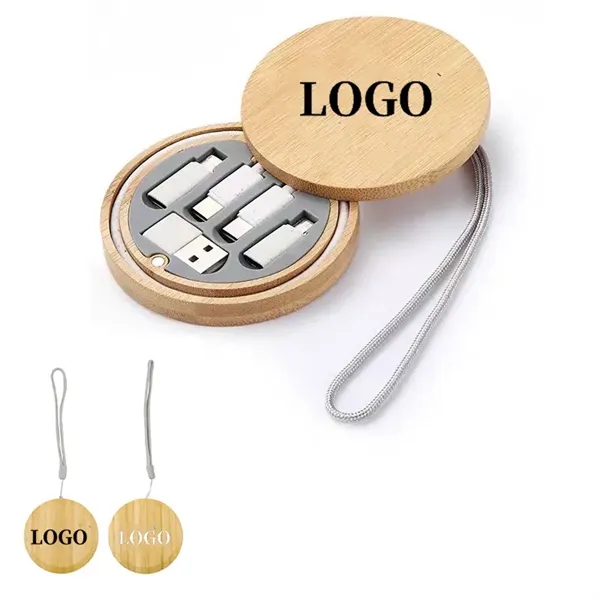 Round bamboo charging cable kit - Round bamboo charging cable kit - Image 0 of 3