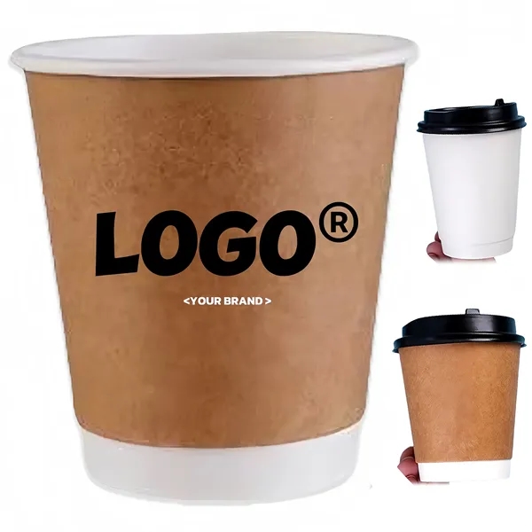 10Oz.Customizable Double-Walled Paper Coffee Cup with Lid - 10Oz.Customizable Double-Walled Paper Coffee Cup with Lid - Image 0 of 3