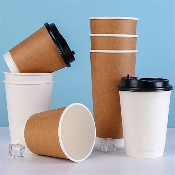 10Oz.Customizable Double-Walled Paper Coffee Cup with Lid - 10Oz.Customizable Double-Walled Paper Coffee Cup with Lid - Image 2 of 3