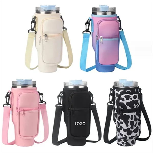 Water Bottle Carrier Bag with Phone Pocket for 40oz Tumbler - Water Bottle Carrier Bag with Phone Pocket for 40oz Tumbler - Image 0 of 5