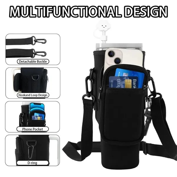 Water Bottle Carrier Bag with Phone Pocket for 40oz Tumbler - Water Bottle Carrier Bag with Phone Pocket for 40oz Tumbler - Image 2 of 5