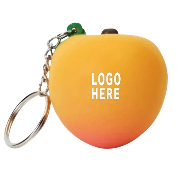 PU Peach Shape Stress Ball Key Chain - PU Peach Shape Stress Ball Key Chain - Image 0 of 2