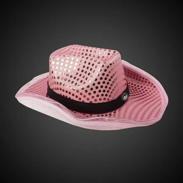 Pink Light Up Sequin Cowboy Hat - Pink Light Up Sequin Cowboy Hat - Image 1 of 3