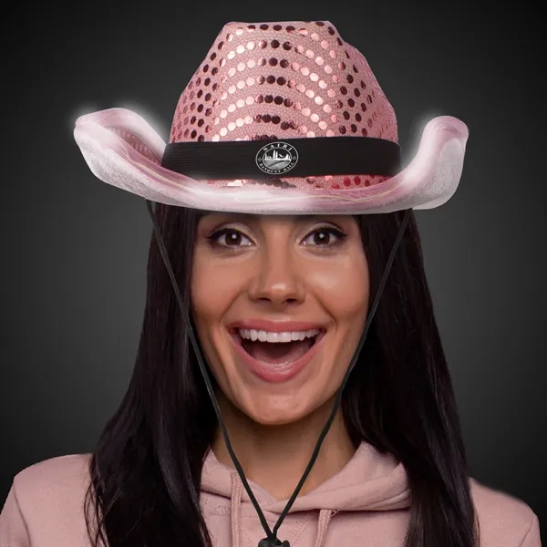 Pink Light Up Sequin Cowboy Hat - Pink Light Up Sequin Cowboy Hat - Image 0 of 3