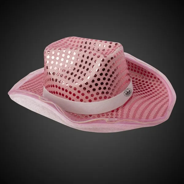 Pink Light Up Sequin Cowboy Hat - Pink Light Up Sequin Cowboy Hat - Image 2 of 3