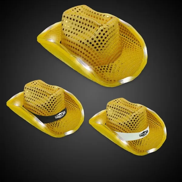 GOLD SEQUIN LED COWBOY HAT - GOLD SEQUIN LED COWBOY HAT - Image 0 of 3