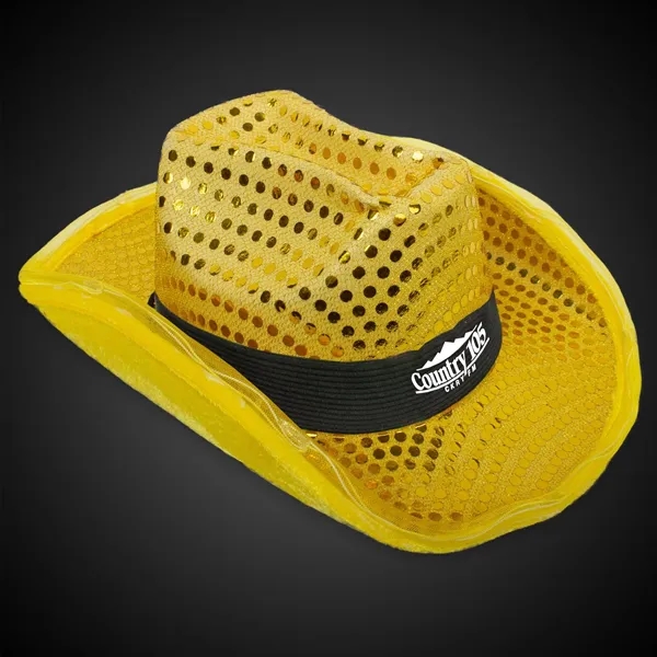 GOLD SEQUIN LED COWBOY HAT - GOLD SEQUIN LED COWBOY HAT - Image 2 of 3