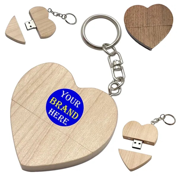 Heart Shape Wooden Usb Flash Driver-8Gb - Heart Shape Wooden Usb Flash Driver-8Gb - Image 0 of 2