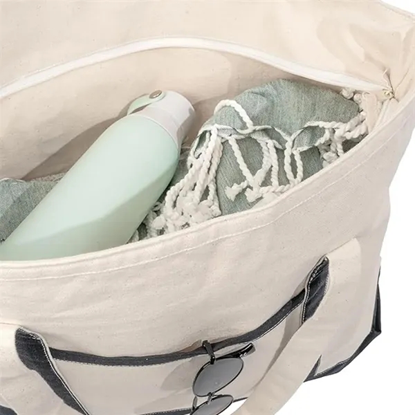 Foldable Portable Heavy Cotton Canvas Tote Bag In Stock - Foldable Portable Heavy Cotton Canvas Tote Bag In Stock - Image 2 of 3