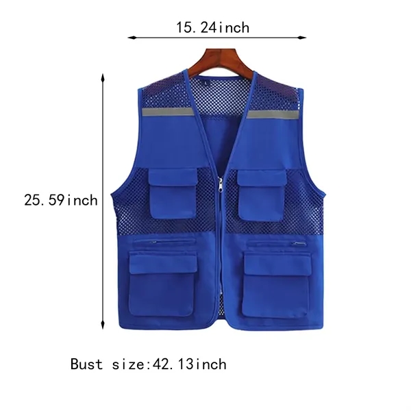 Multifunctional multi-pocket mesh reflective safety vest - Multifunctional multi-pocket mesh reflective safety vest - Image 1 of 3