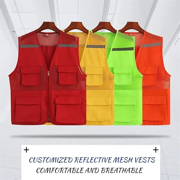Multifunctional multi-pocket mesh reflective safety vest - Multifunctional multi-pocket mesh reflective safety vest - Image 2 of 3