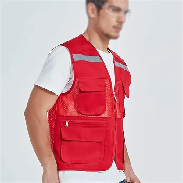Multifunctional multi-pocket mesh reflective safety vest - Multifunctional multi-pocket mesh reflective safety vest - Image 3 of 3