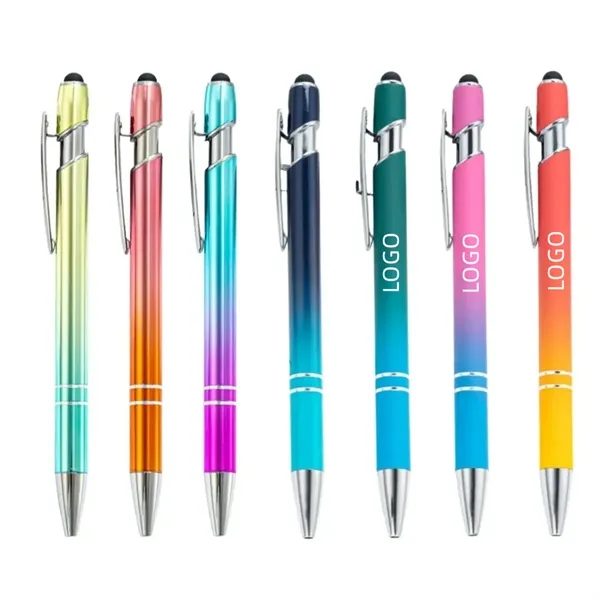 Gradient Rainbow Soft Touch Ballpoint Pens - Gradient Rainbow Soft Touch Ballpoint Pens - Image 0 of 3