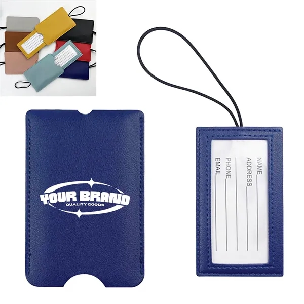 Premium PU Leather Luggage Tag with Elastic Pull Strap - Premium PU Leather Luggage Tag with Elastic Pull Strap - Image 0 of 5